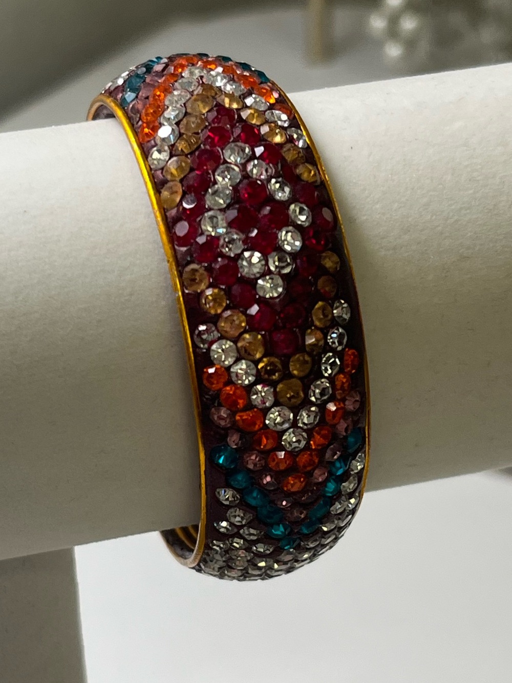 Multi Color Rhinestone Bangle Size 2.2